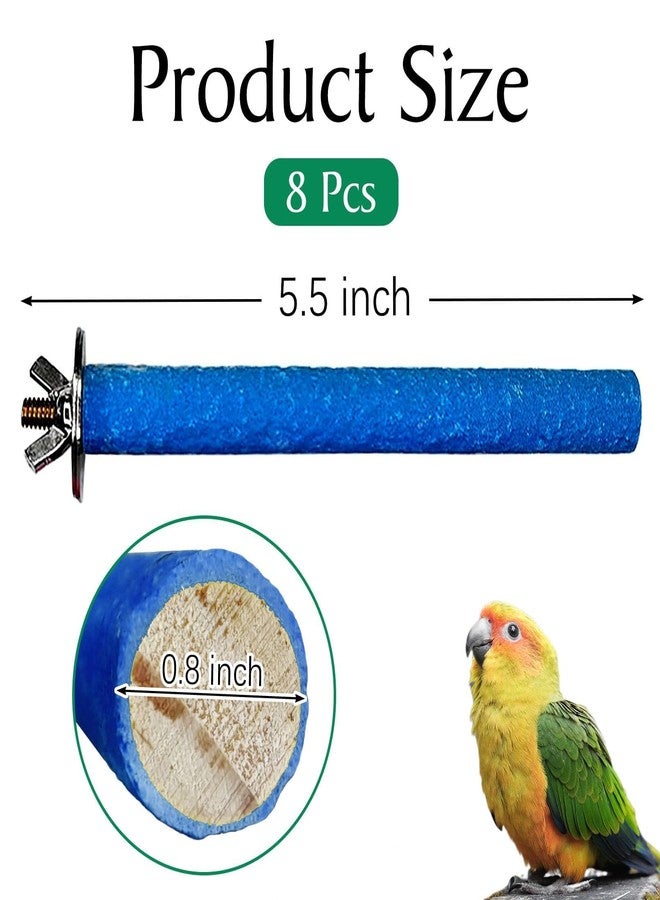 Hamiledyi Hamiledy Bird Grinding Perch for Parrots Sand Bird Perches Claw Trim Cage Perches for Parakeets Cockatiels Lovebirds Canaries Green Cheeked Conures and Similarly Sized Birds(8 Pcs 0.78 in Diameter) - Image 2